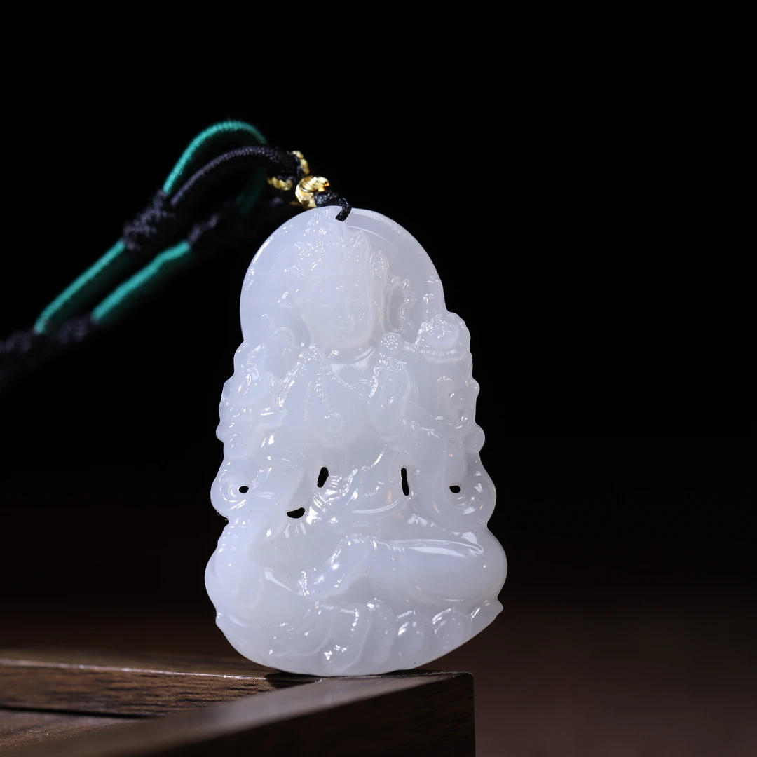 【汪氏精品】和田玉白玉观音 2724-F23 多样性发其一