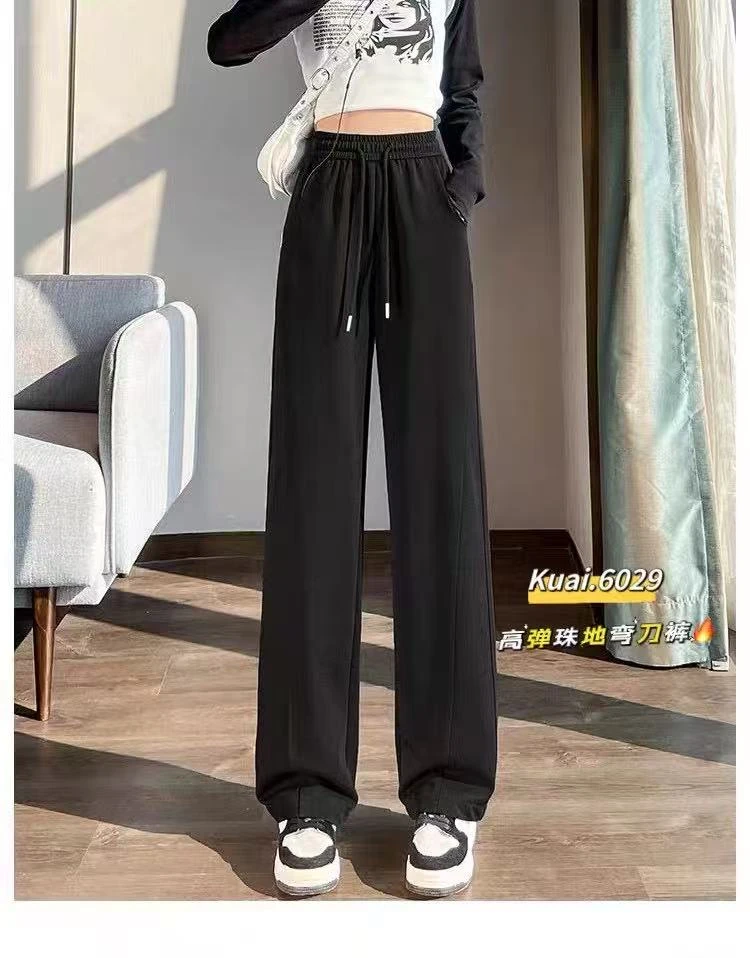 2025KA6029春季新款高弹力珠地爆显瘦休闲拖地弯刀裤