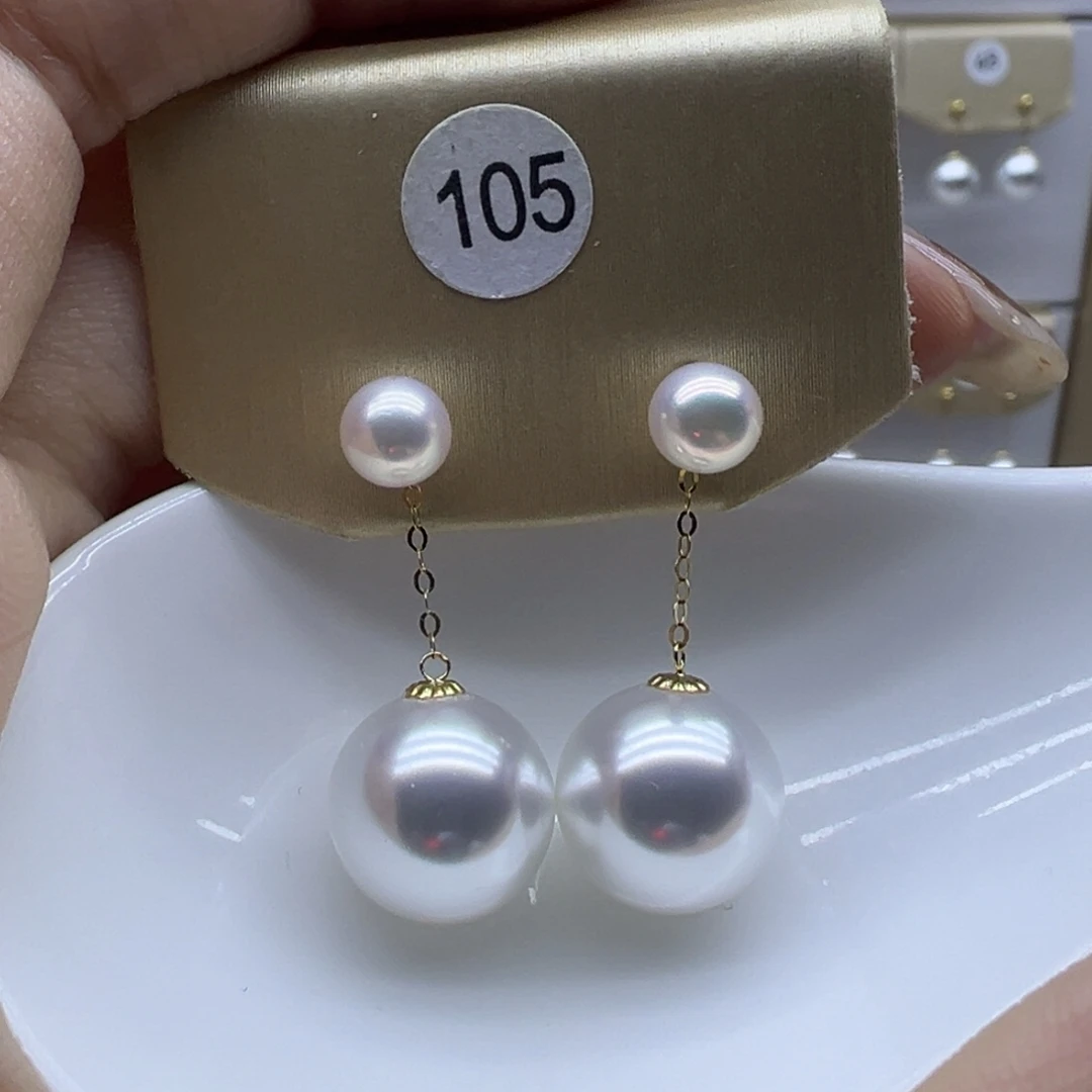 淡水珍珠18K金镶嵌耳饰