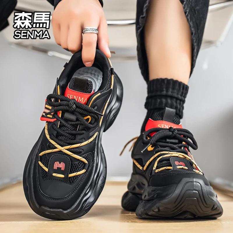 森马黑武士男鞋秋季厚底增高老爹鞋男士户外时尚休闲ins运动潮鞋