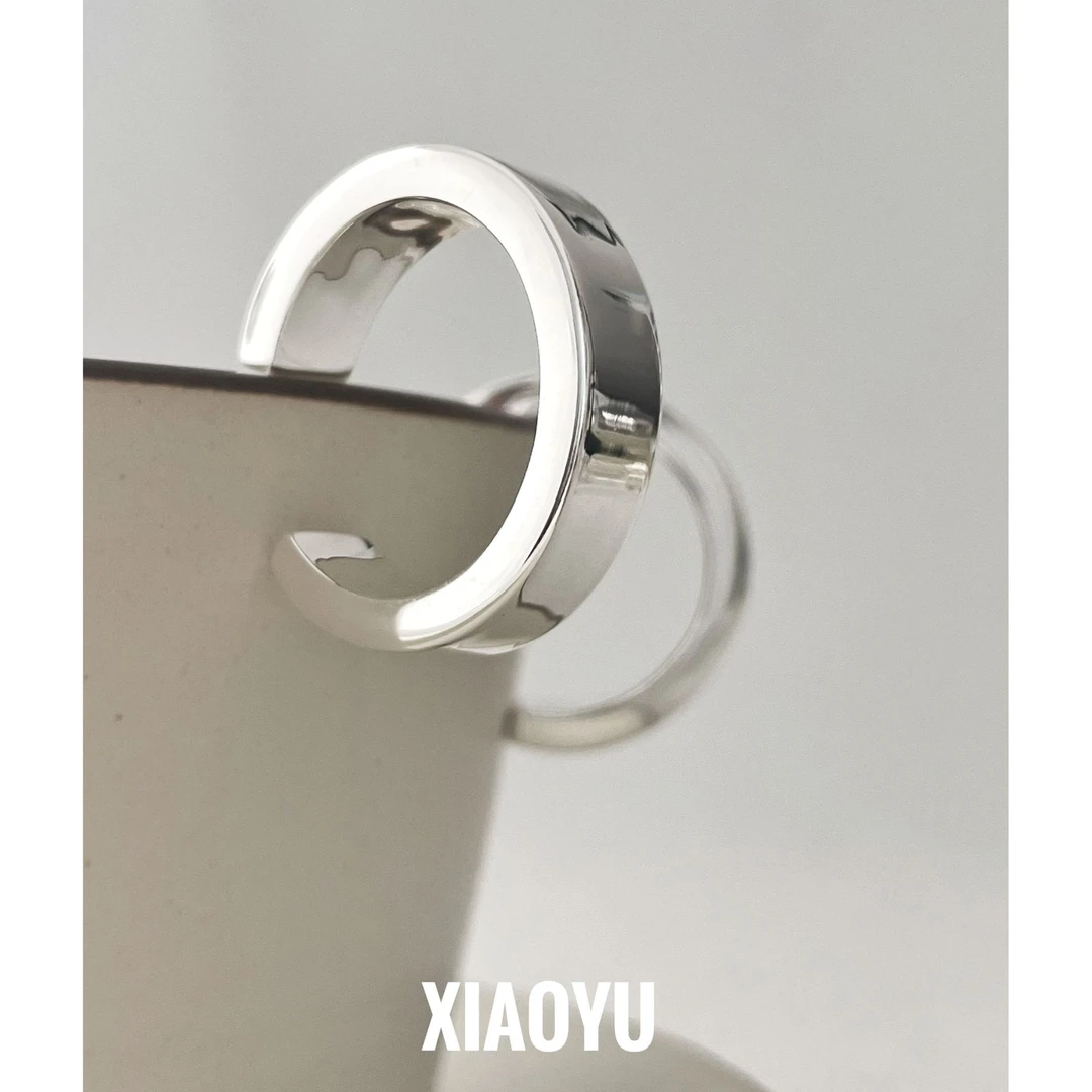 925银耳饰 很轻舒服韩单s925纯银百搭宽版大圈简约中性夸张立体