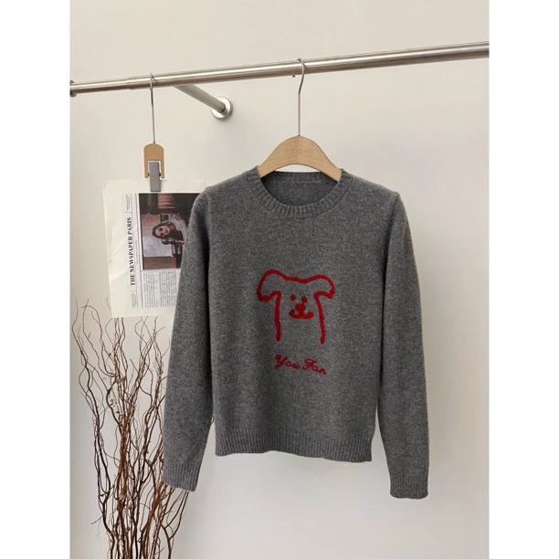 CSF-9918【花花私服❌退❌换】东大门韩版可爱减龄极简小狗百搭毛衣