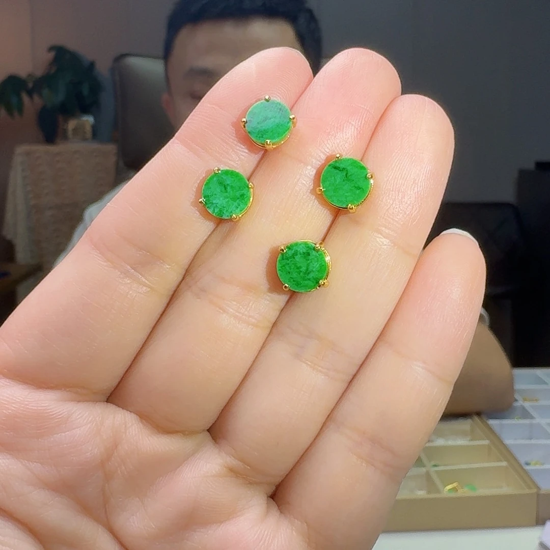 翡翠银S925镶嵌耳饰多样性发货其一