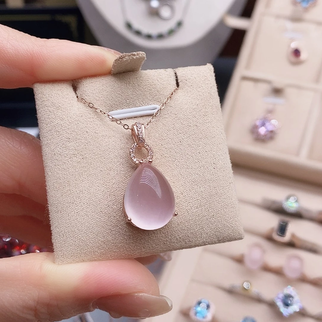 颈饰芙蓉石银S925镶嵌吊坠