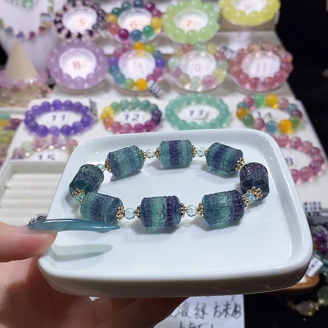 萤石未镶嵌手链魔鬼绿