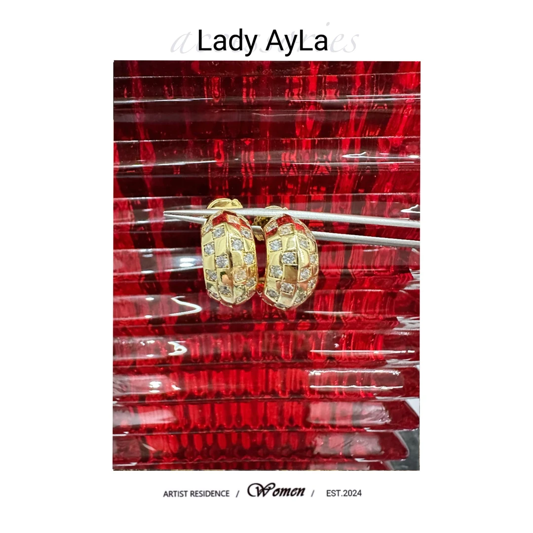 925银合成锆石耳饰 字母L轻奢时尚耳钉AL9397