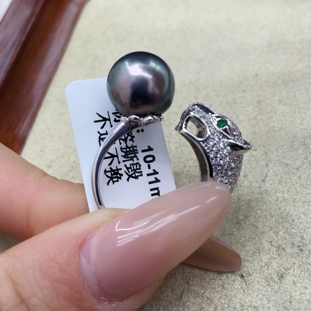 戒指海水珍珠银S925镶嵌