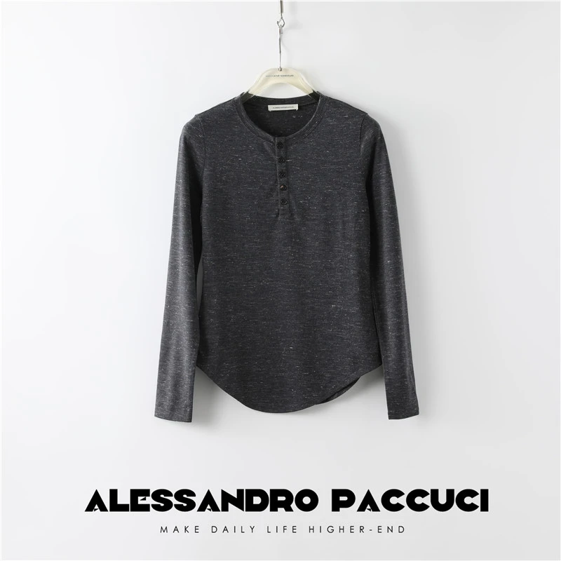 【孤品特价不退换】洛哥23496X雪花＆亚麻 恒温黑科技打底T恤