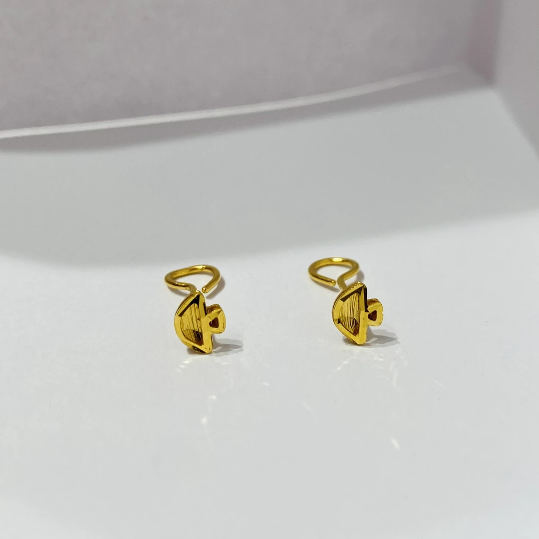 黄金足金999小蘑菇耳钉耳饰可爱百搭
