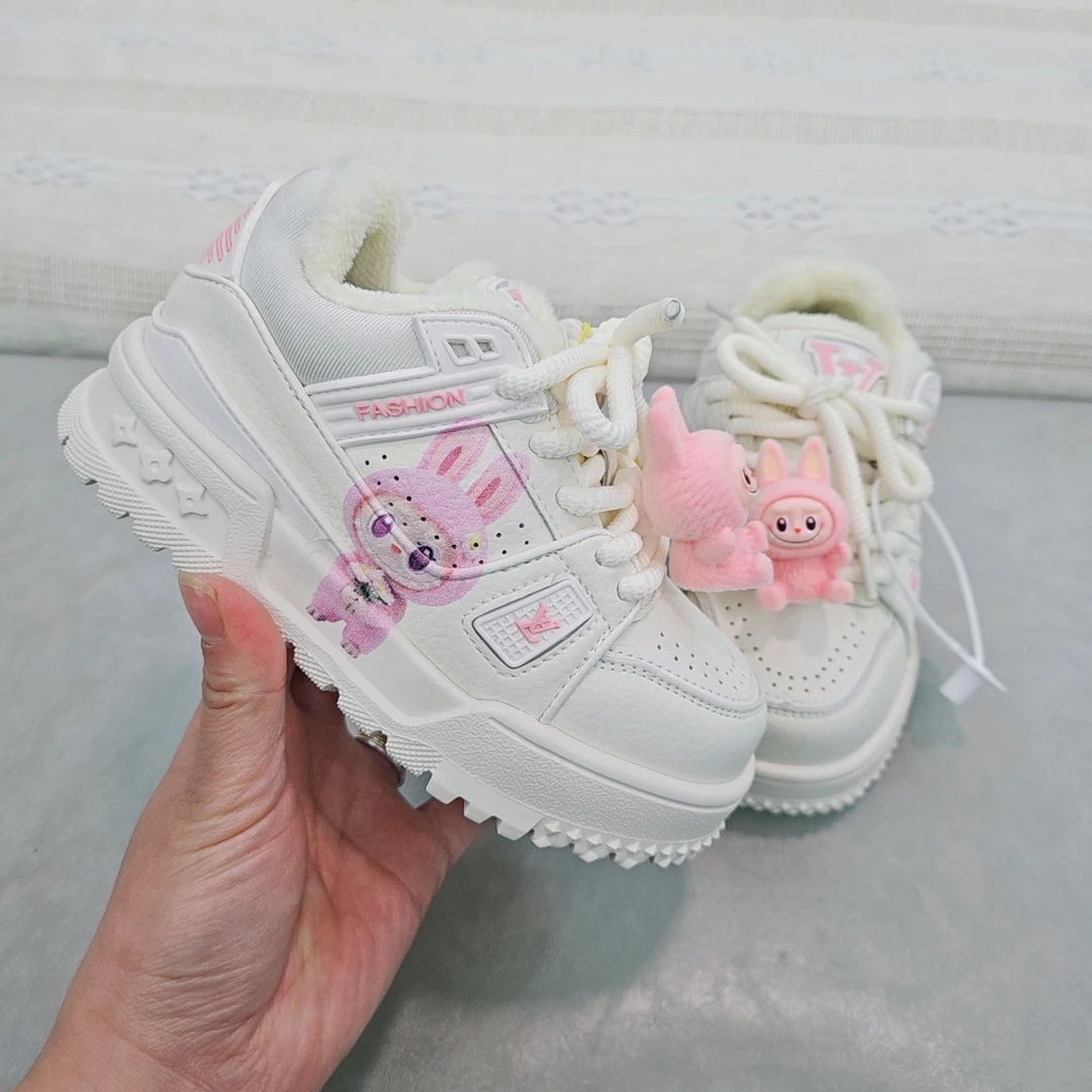 女童新款卡通休闲板鞋百搭儿童童鞋小白鞋超轻加绒保暖防滑厚底