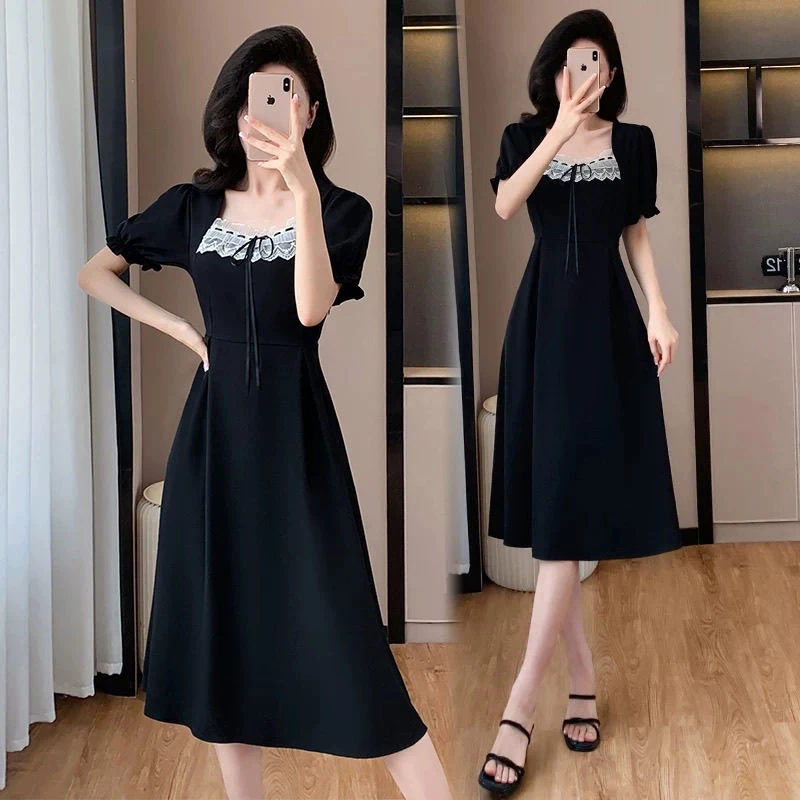 大码女装2025年夏新款胖mm时尚名媛风气质小香风中长款显瘦连衣裙