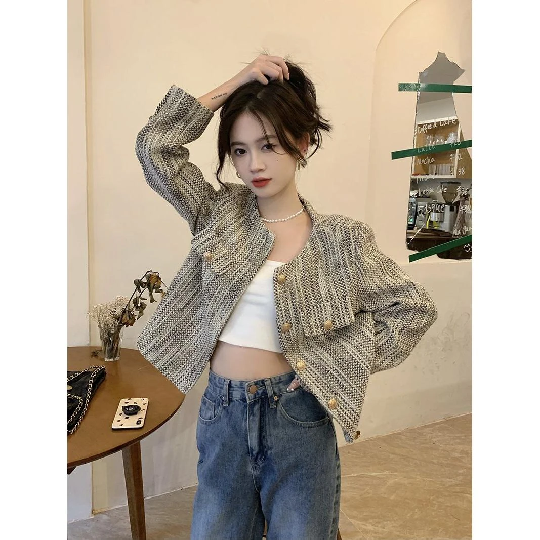小香风短款长袖外套女装秋冬2025新款高级设计感洋气ins开衫上衣
