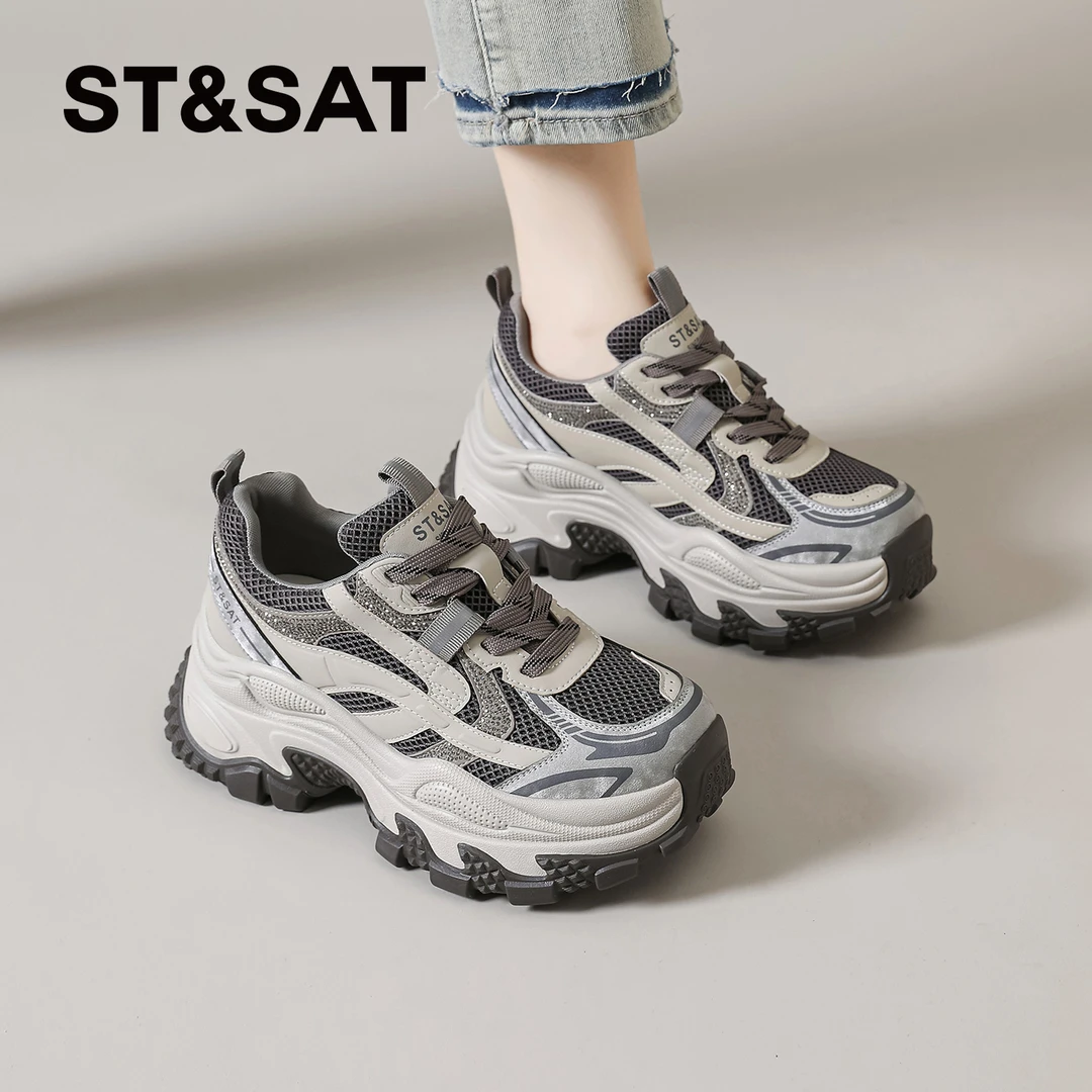 星期六厚底老爹鞋女2025秋季新款女鞋子复古增高轻便休闲鞋运动鞋