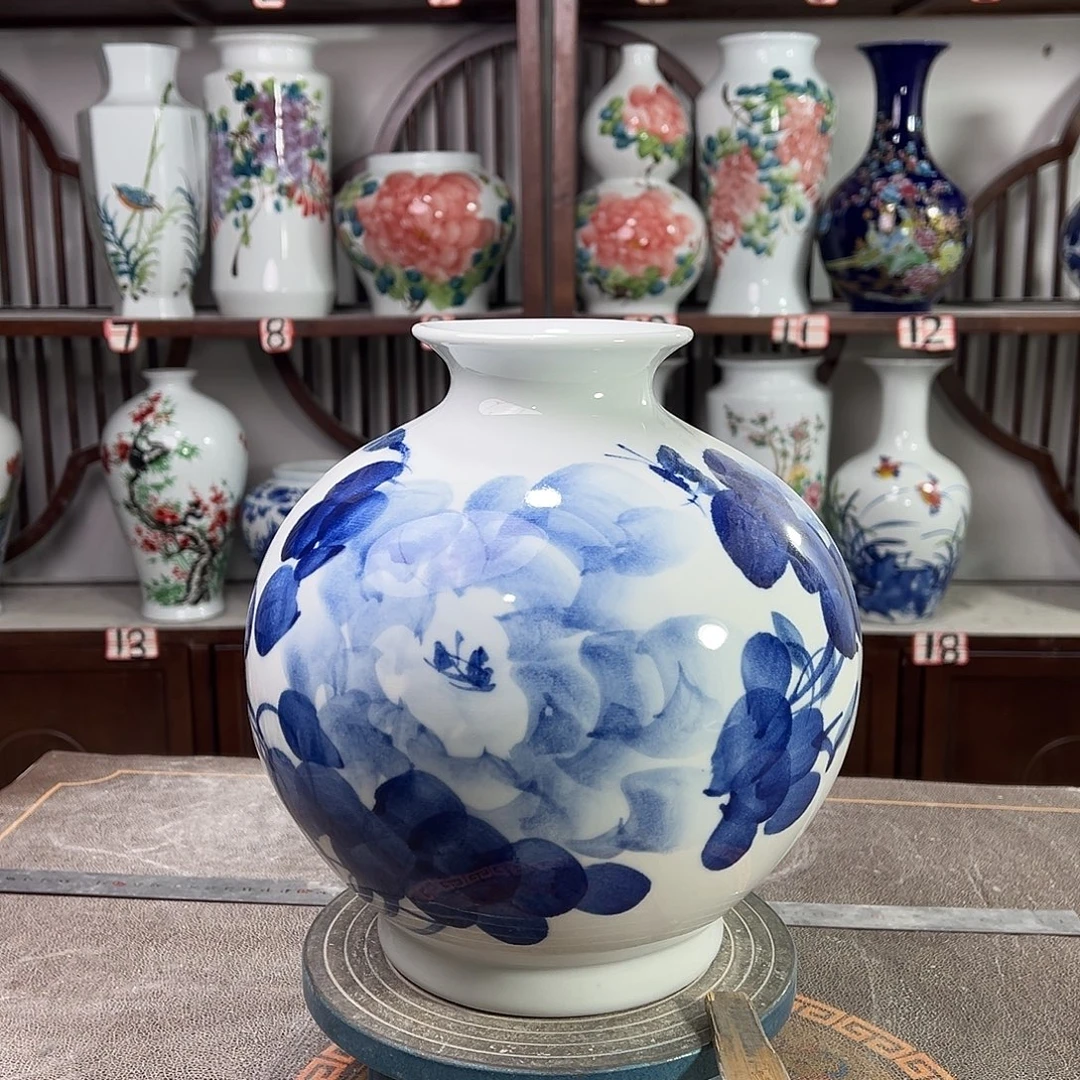 陶摆件景德镇陶瓷石青牡