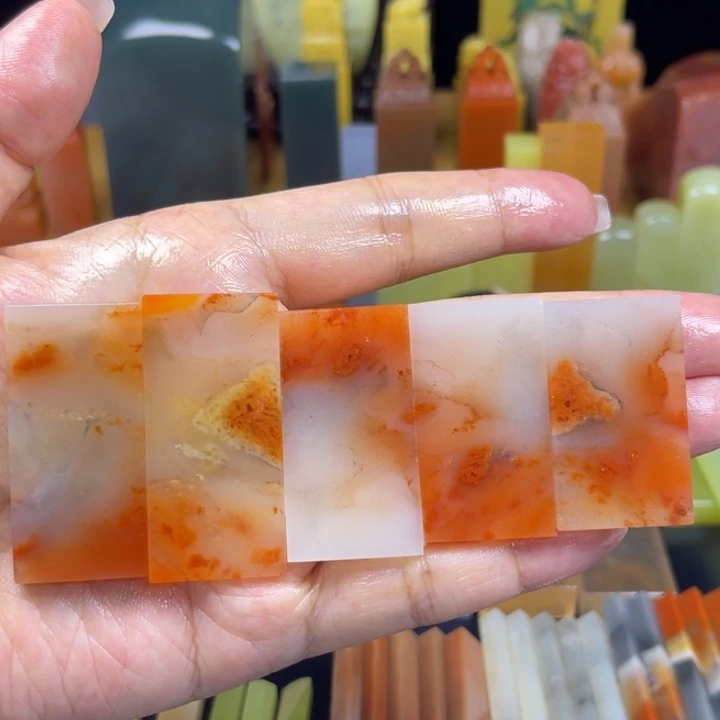 青田石印石老挝石薄牌牌×5