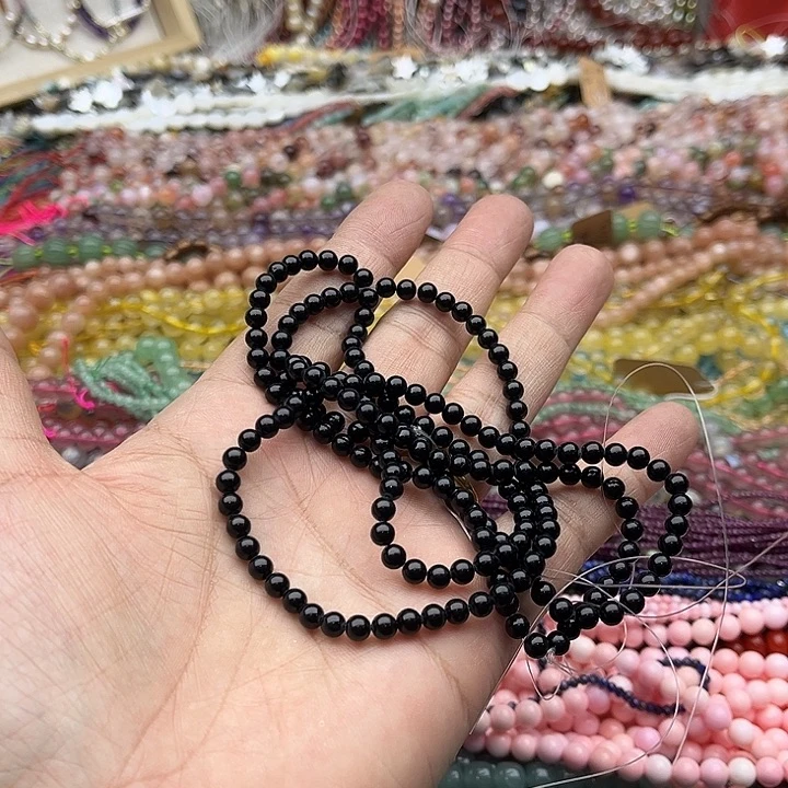 玛瑙/玉髓珠宝半成品未镶嵌2条4mm黑玛瑙