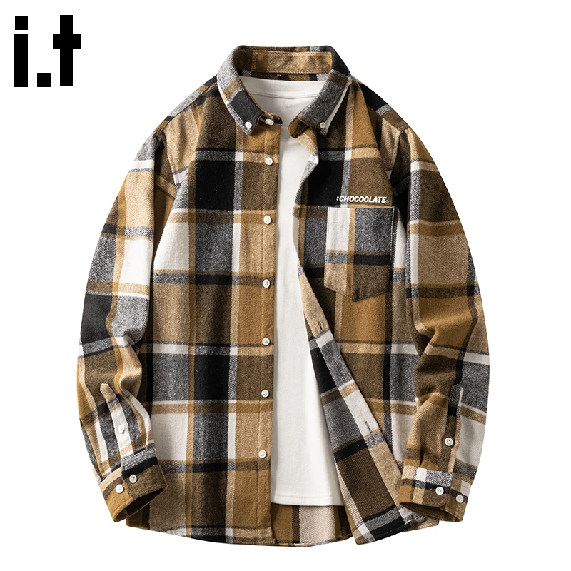 i.t:CHOCOOLATE日系长袖衬衫夹克男士2025秋冬季翻领潮牌衬衣外套