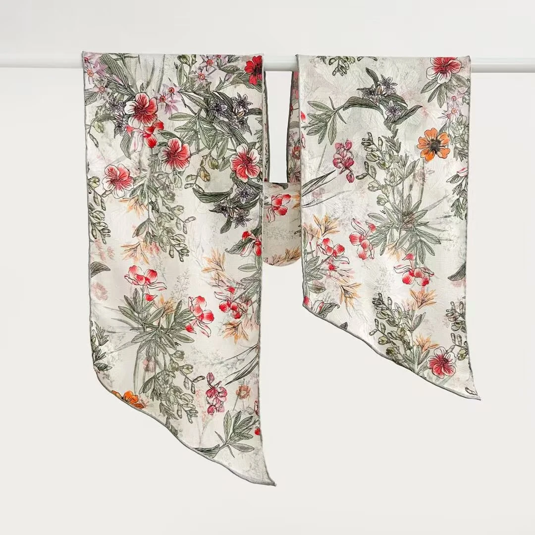 【U05】宫丽22x164cm6A纯100桑蚕丝泗泾绞罗双面斜角长巾时尚百搭