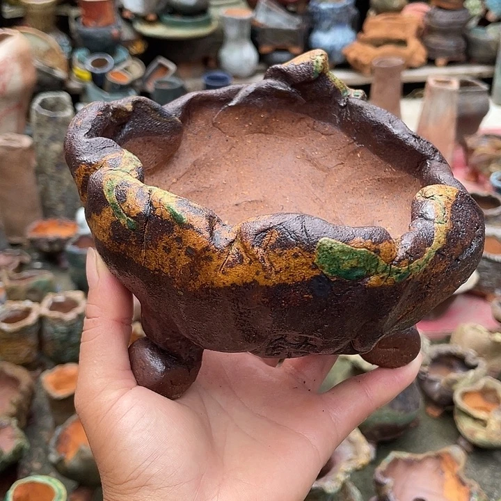 手工粗陶高温花盆