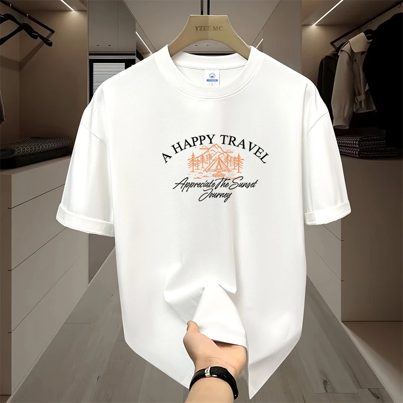 100%棉 2025夏季新款男士纯棉短袖T恤透气吸汗圆领半袖百搭打底衫