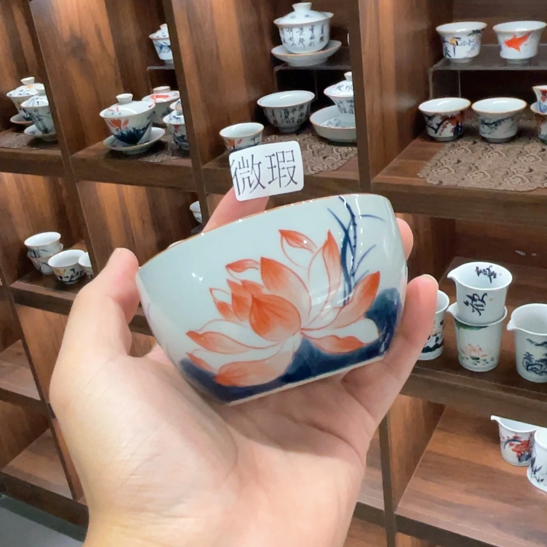 釉下手绘茶具微瑕
