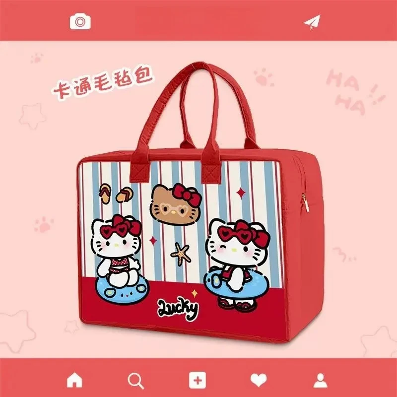 卡通毛毡便携式收纳旅行包大容量收纳袋可爱外出行李包拉杆箱可套