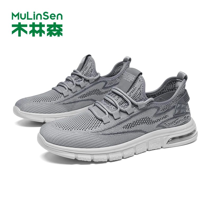 木林森男鞋夏季防臭软底飞织鞋休闲跑步耐磨百搭运动气垫潮鞋透气