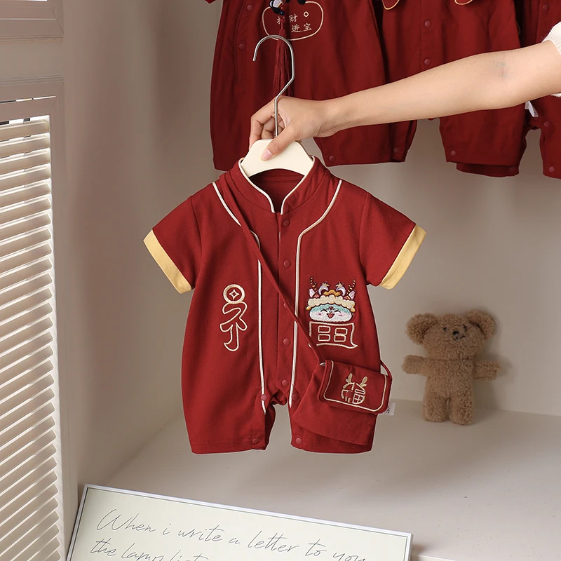 夏季新款婴儿宝宝生日爬服婴幼儿连身衣儿童夏天周岁薄款包屁衣