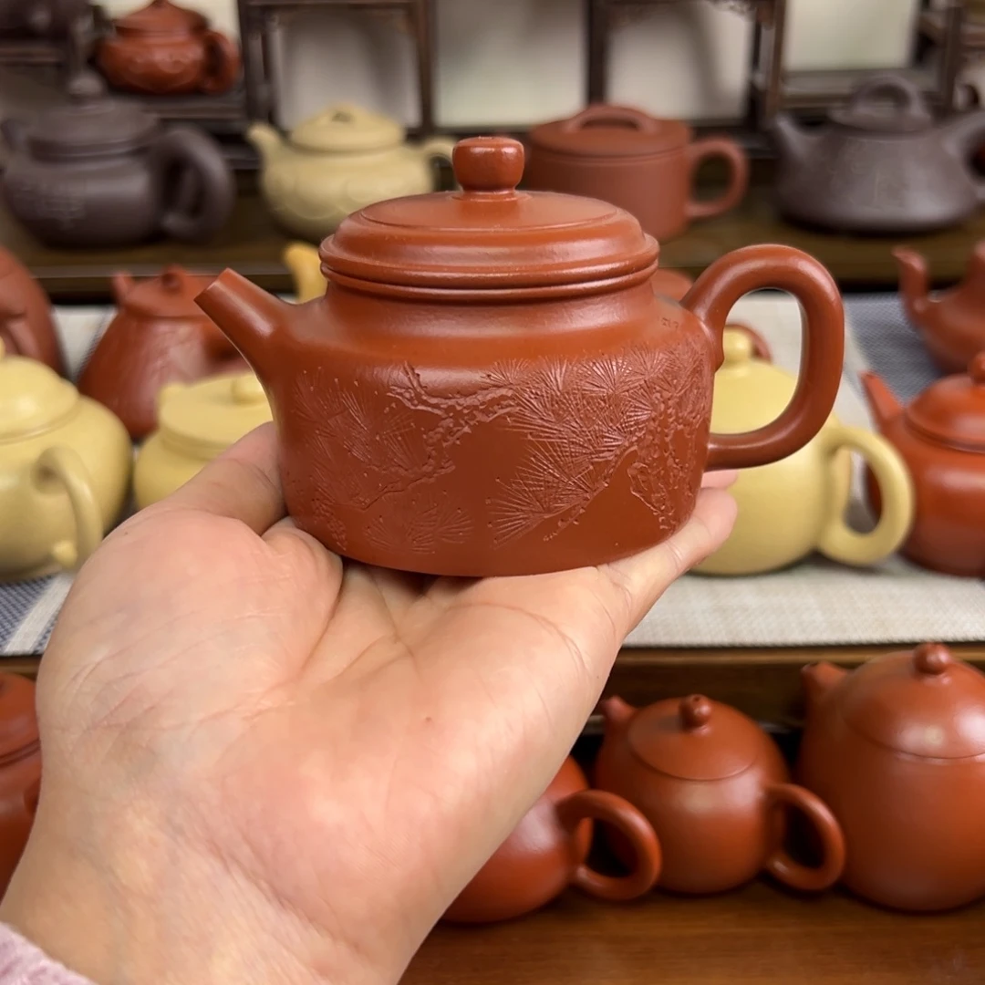 紫砂茶壶朱泥德钟全手150cc