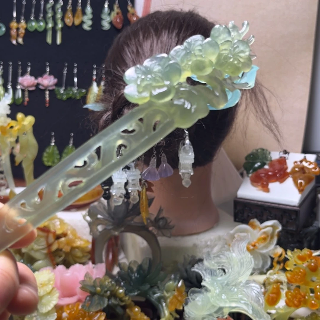 【闪购商品】未镶嵌蛇纹石玉发饰