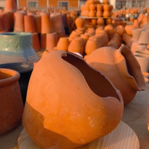 红陶口18六角星口微瑕卧盆