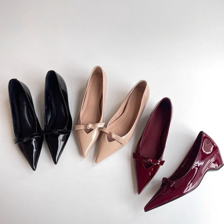 法式小众蝴蝶结尖头玛丽珍鞋高跟网红百搭超火女网红气质增高单鞋