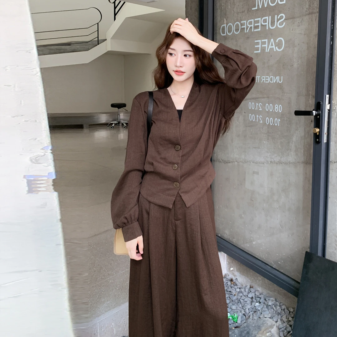 上衣法式气质大女主轻熟风套装裤女2025秋季新款外套阔腿裤两件套