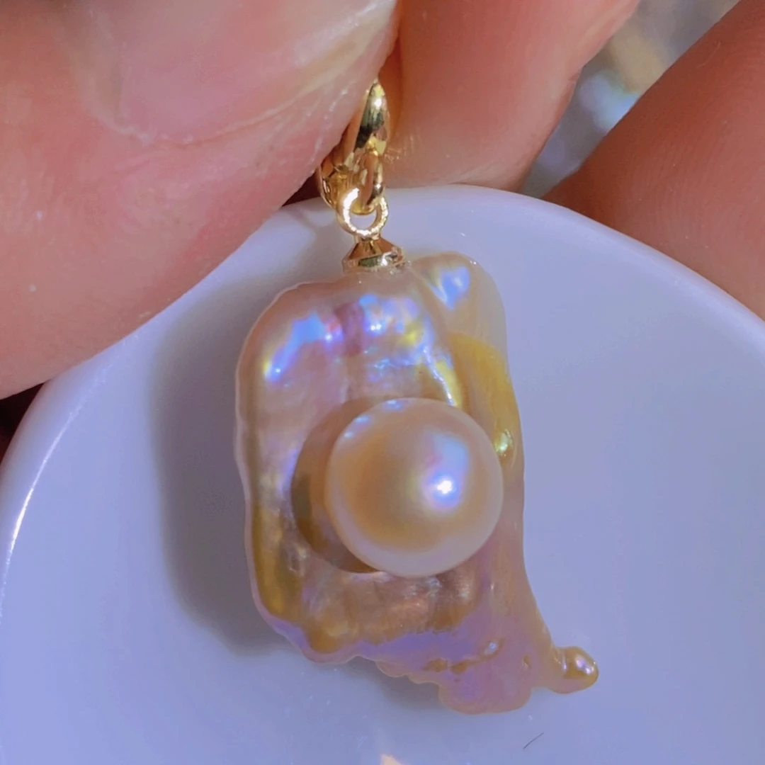 银S925镶嵌天然淡水珍珠淡水珍珠