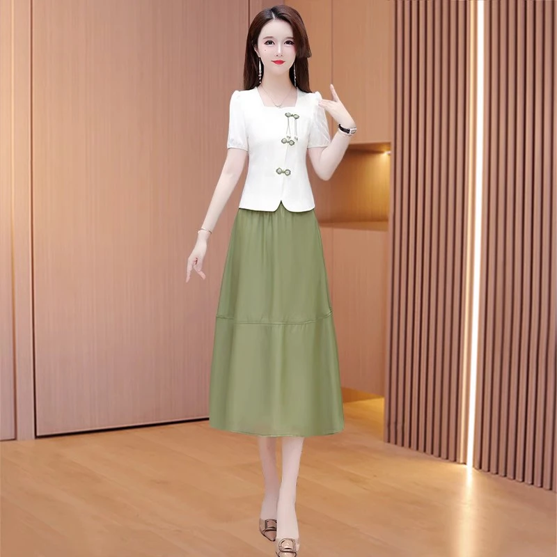 国风改良旗袍连衣裙女夏2025新款气质高端奢华高级感腰裙两件套装