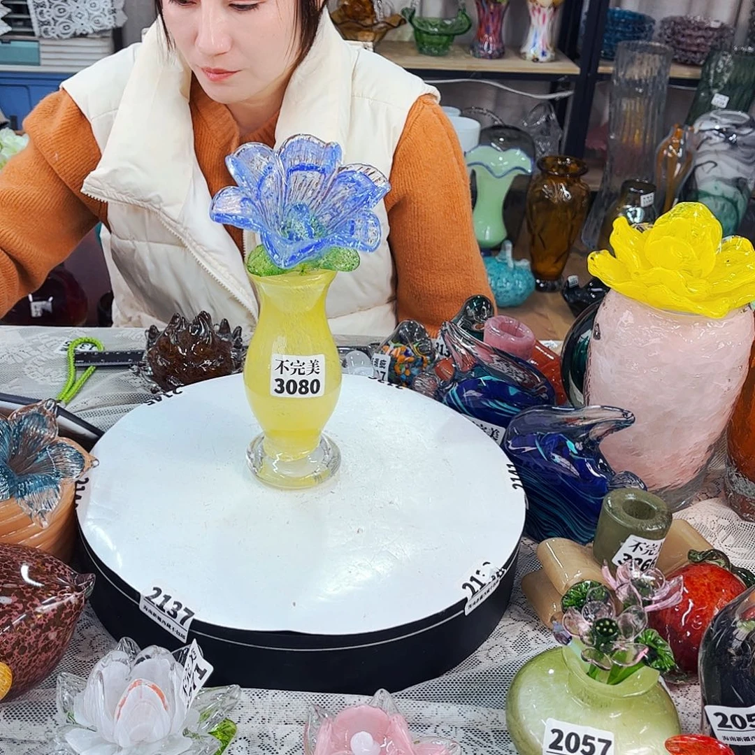 一套1夜光短花1瓶 家悦琉璃工艺品