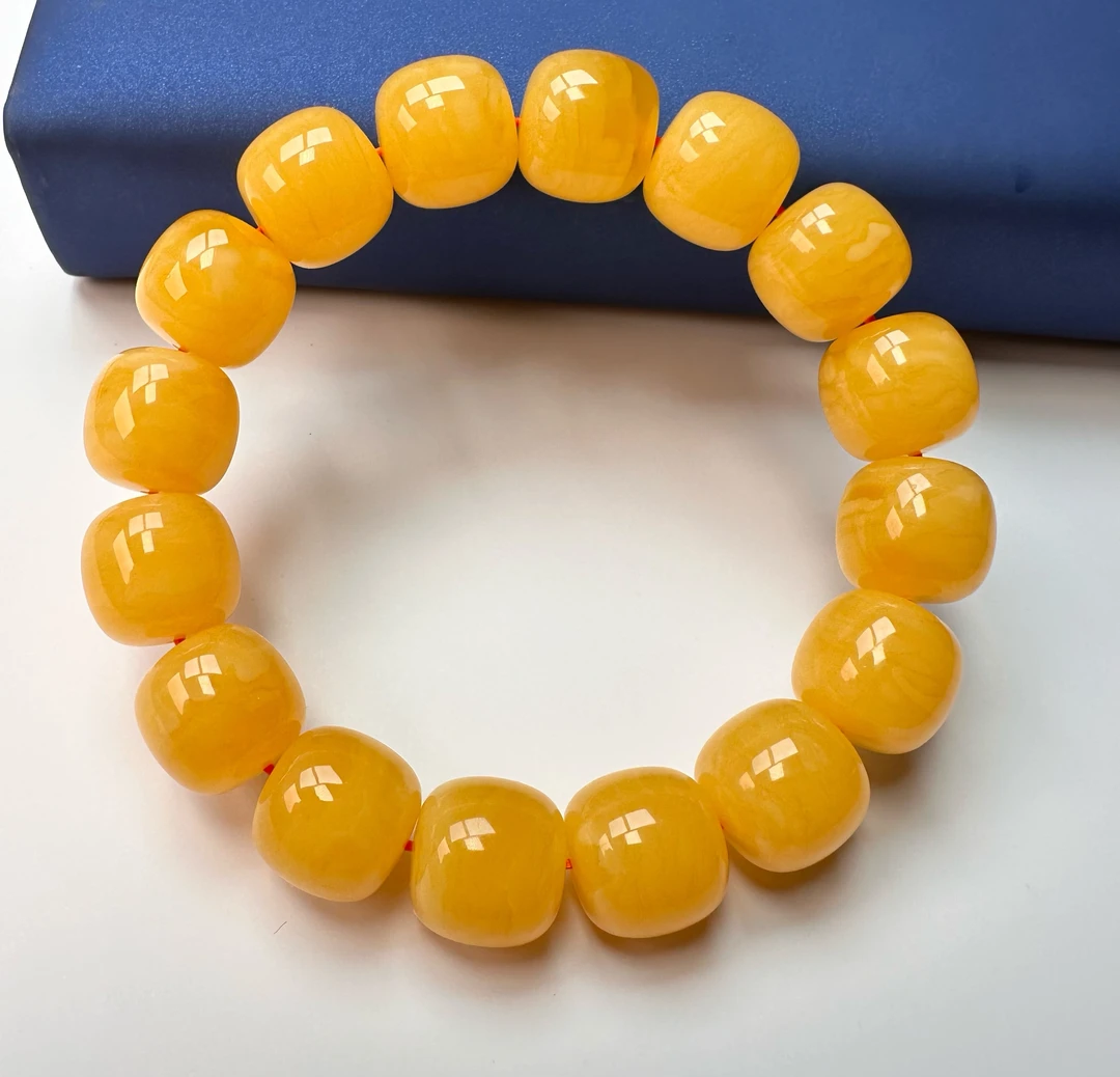 天然原矿焦皮料红蜡蜜蜡虎皮同料14老型手串