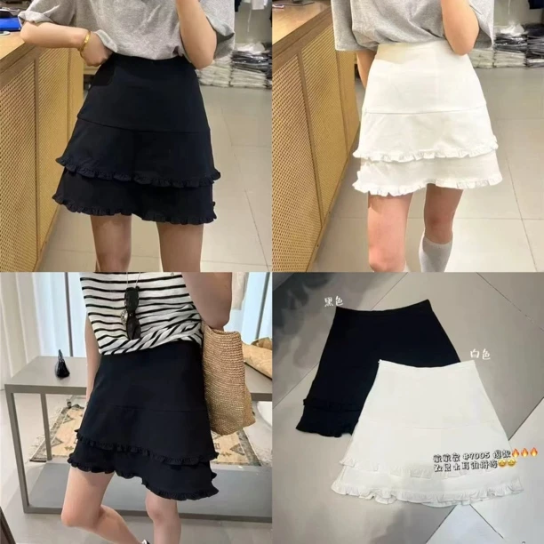 薇莎9005【蛋糕裙】防走光减龄双层花边百搭短裙