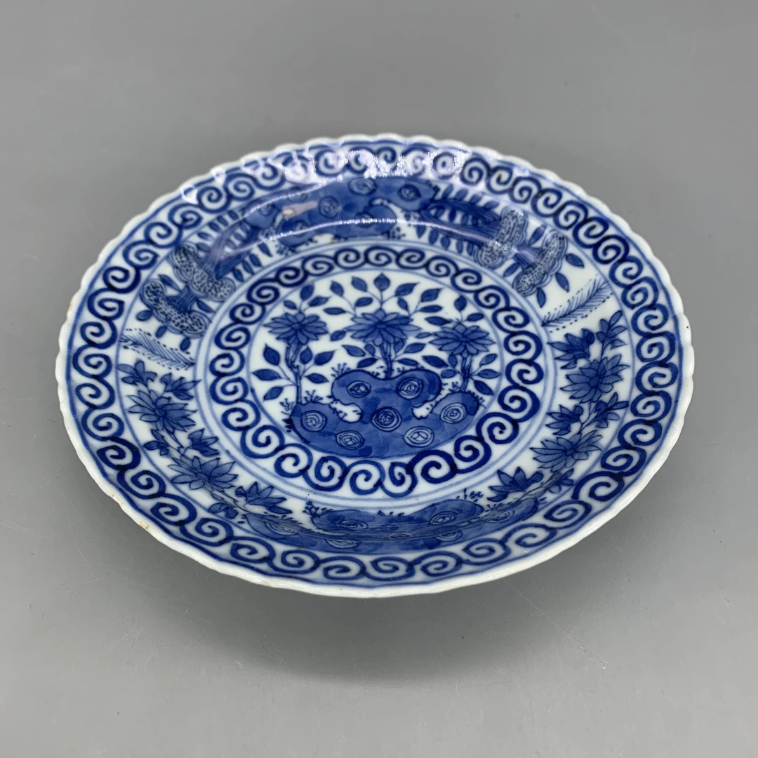 82512053*清光绪青花花卉纹碟/瓷器八/江苏省文物总店/MM