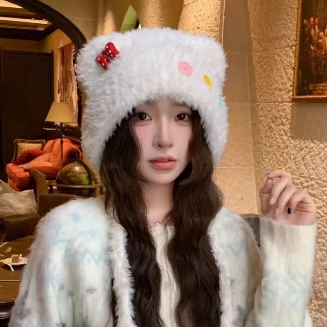 女士冬季可爱加厚保暖款针织帽