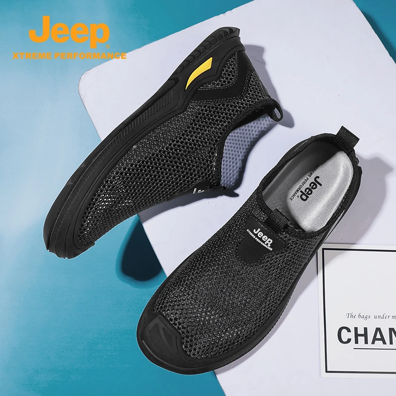 Jeep吉普男鞋2025夏季户外网面透气镂空防臭涉水包头软底沙滩凉鞋
