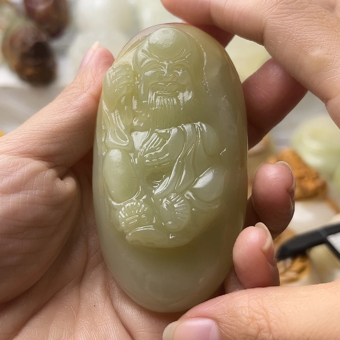 石材方解石手把摆件不退换寿星