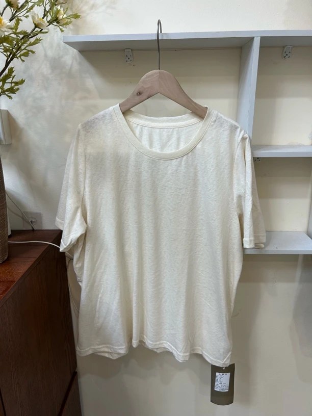 韩系正肩雪花棉超舒服短袖