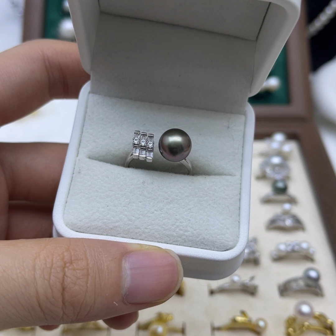 戒圈海水珍珠银S925镶嵌
