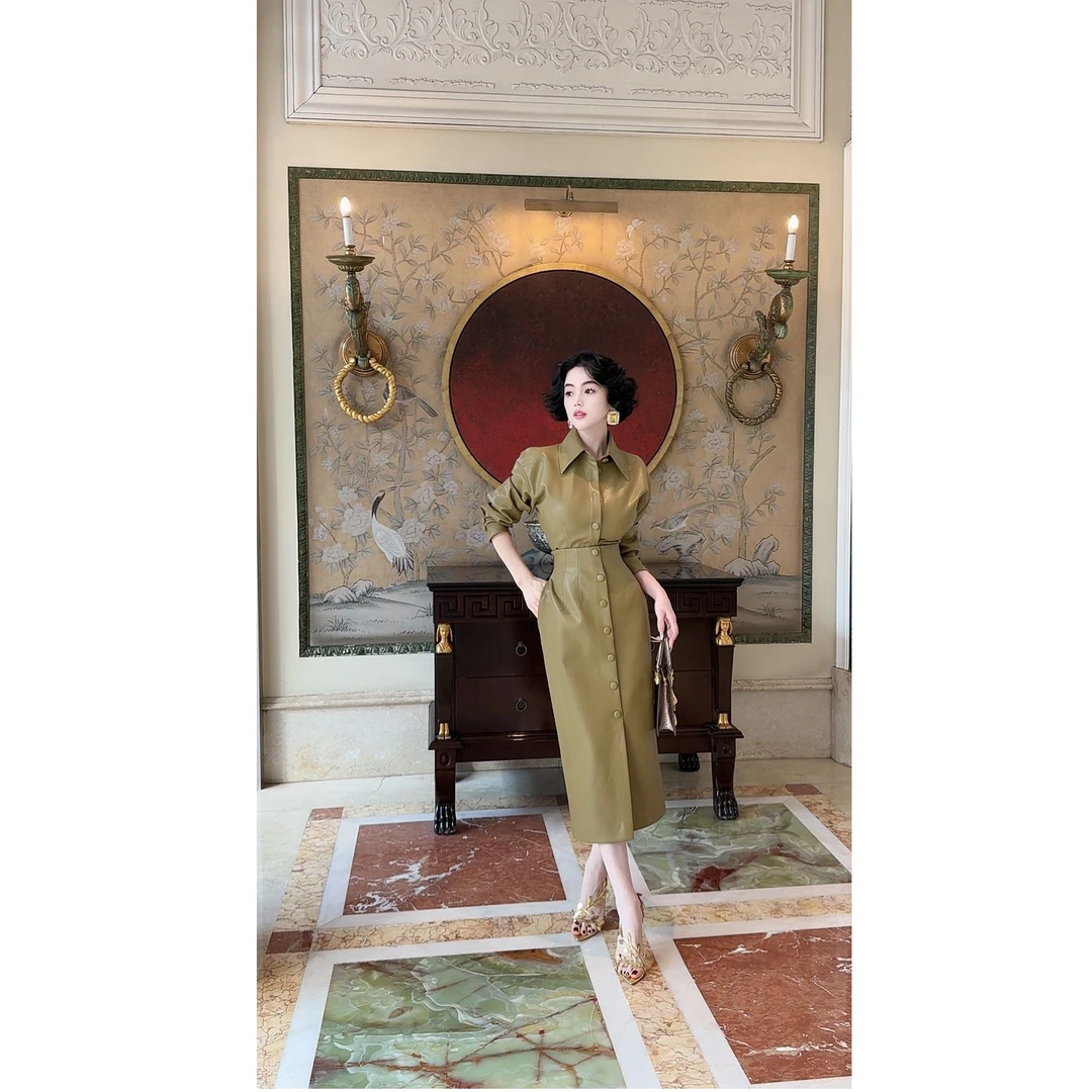 LYXJ【挪威特雨林】套装2025春款牛油果绿设计感高腰显瘦时尚套装