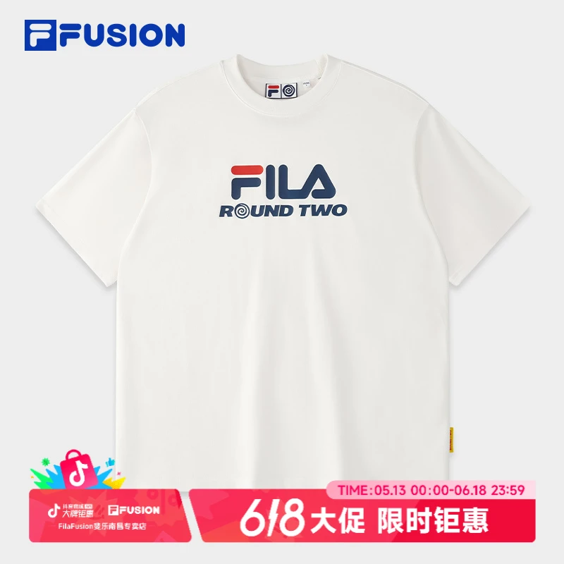 FILA斐乐正品男女同款夏季宽松百搭透气印花针织短袖衫T11U524107