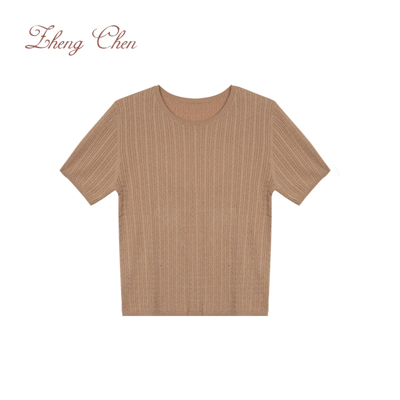 桑蚕丝羊绒混纺立体花型圆领上衣 S-T69276