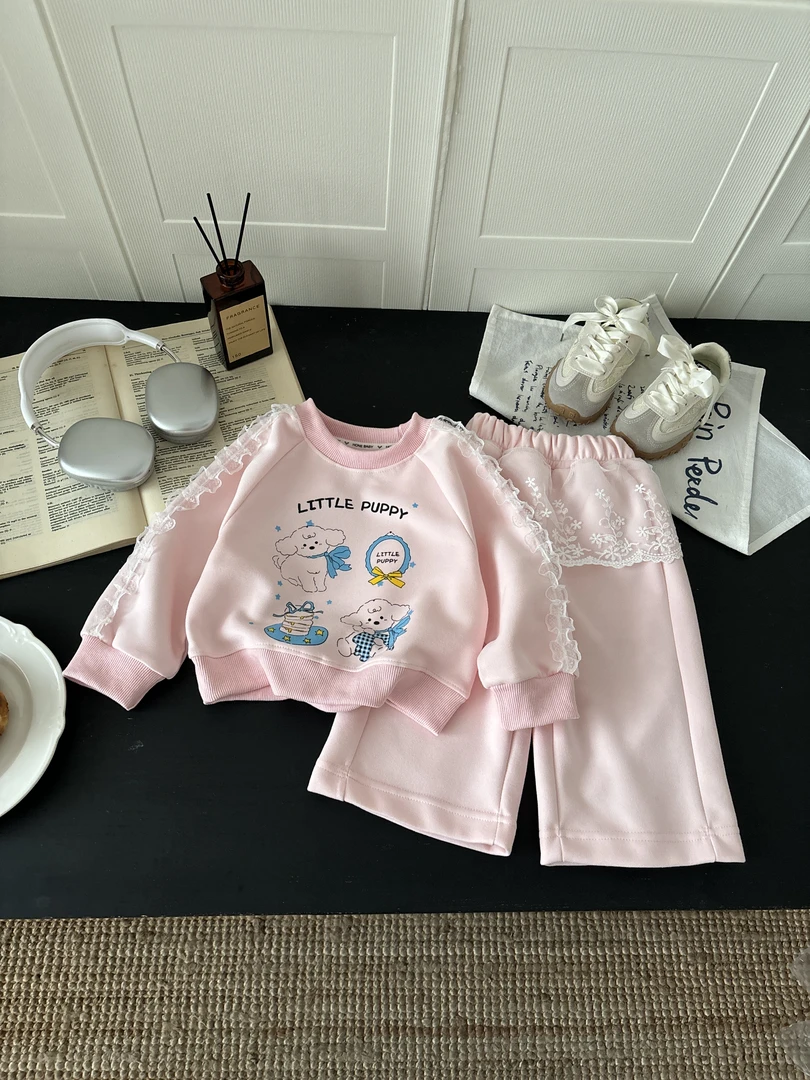 女童卫衣套装秋季2025新款儿童洋气时髦秋装女宝宝印花两件套