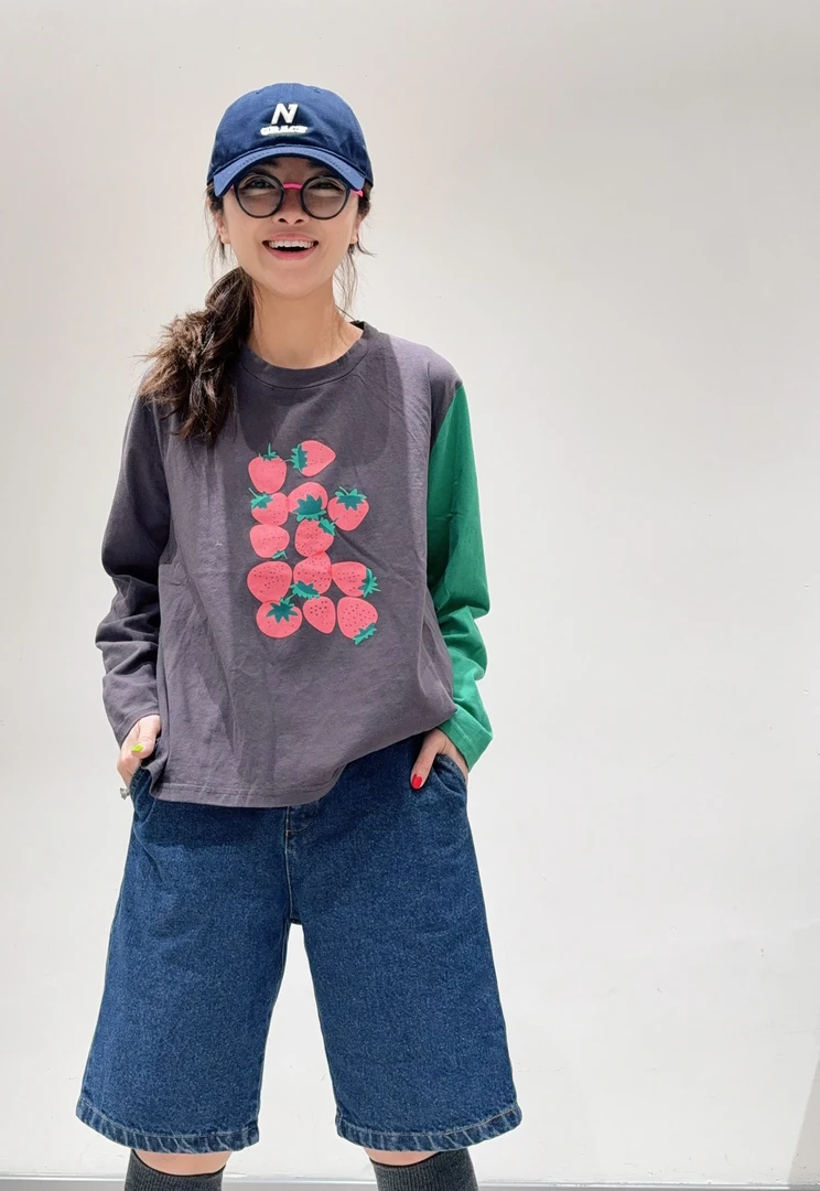 夏小朵 莓烦恼长袖T恤 时尚休闲百搭简约长袖T恤