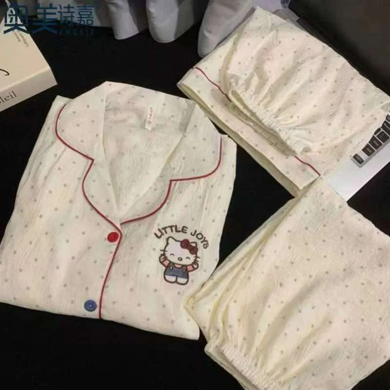恩熙·春夏季kitty猫图案三件套家居服1217白色